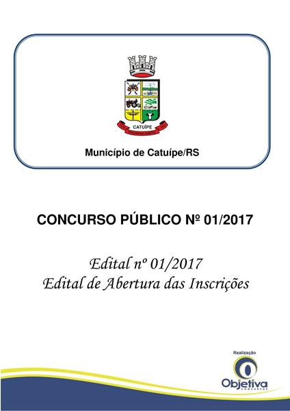 Lançado Edital Concurso Público da Prefeitura Municipal de Catuípe