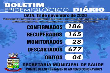 Boletim Epidemiológico do dia 18 de novembro de 2020