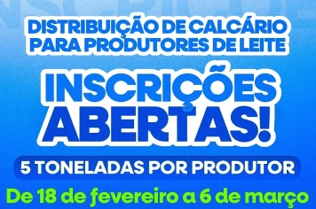 Produtores de leite podem se inscrever em programa que garante até 5 toneladas de calcário