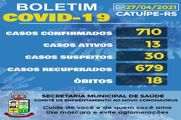 BOLETIM EPIDEMIOLÓGICO DO DIA 27 DE ABRIL DE 2021
