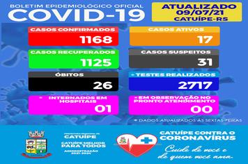 BOLETIM EPIDEMIOLÓGICO DO DIA 09 JULHO DE 2021