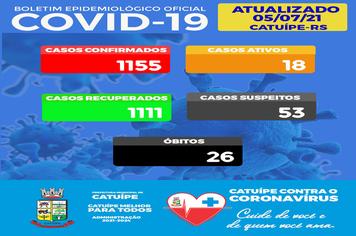 BOLETIM EPIDEMIOLÓGICO DO DIA 05 JULHO DE 2021