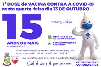 Calendário de vacinação dia 13 de outubro de 2021
