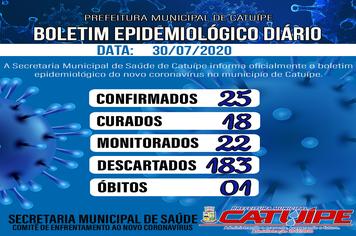 Boletim Epidemiológico do dia 30 de julho