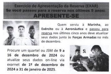EXERCÍCIO DE APRESENTAÇÃO DA RESERVA – EXAR