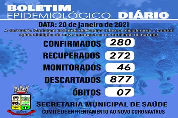 Boletim Epidemiológico do dia 20 de janeiro de 2021