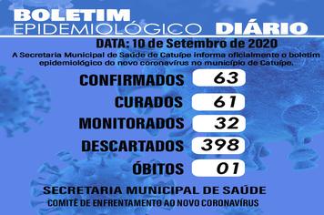 Boletim Epidemiológico do dia 10 de setembro de 2020