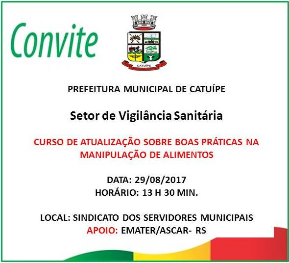Curso de Atualização de Boas Práticas na Manipulação de Alimentos acontece nesta terça-feira