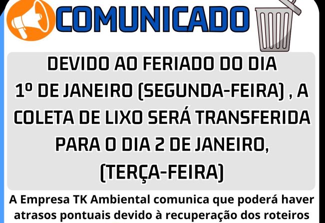 COMUNICADO COLETA DE LIXO