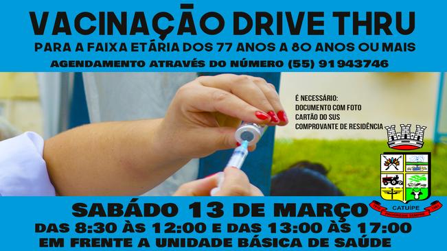 SISTEMA DRIVE THRU DE VACINAÇÃO NESTE SÁBADO