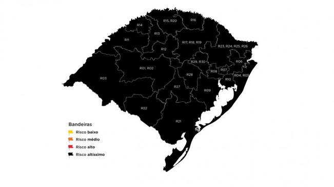 COVID-19: TODO O ESTADO DO RIO GRANDE DO SUL EM BANDEIRA PRETA A PARTIR DESTE SÁBADO