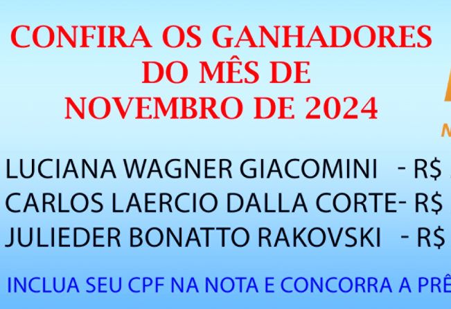 GANHADORES DO MÊS DE NOVEMBRO DE 2024 - NFG