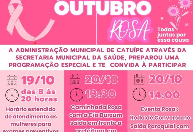 CONVITE OUTUBRO ROSA- DIAS 19 E 20 DE OUTUBRO