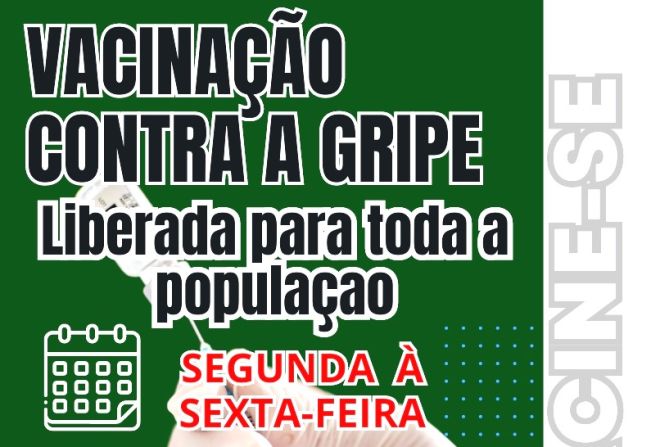 VACINA DA GRIPE ESTÁ LIBERADA PARA TODA A POPULAÇÃO ACIMA DE 6 MESES